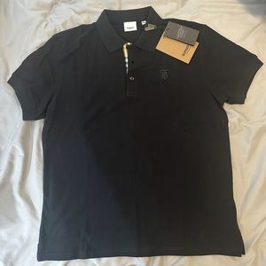 Burberry Black Cotton Monogram Polo shirt. Size XL